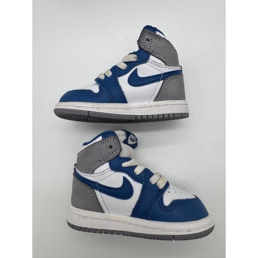 Jordan 1 High Toddler True Blue Cement Grey White Sneakers 4C FD1413-410